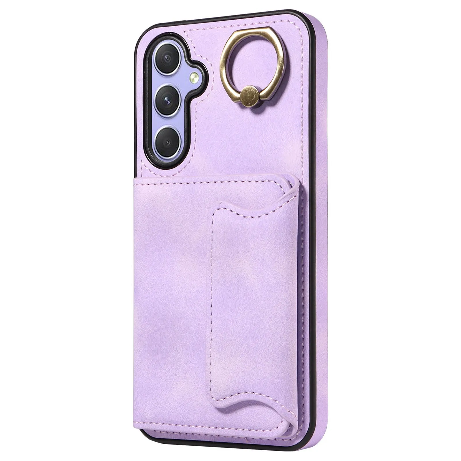 001 For Samsung Galaxy A54 5G Card Holder Phone Case Ring Kickstand Anti-drop PU Leather TPU Cover