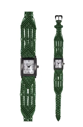 106 Green - Wide with Art Deco Silver Tank Style Watch