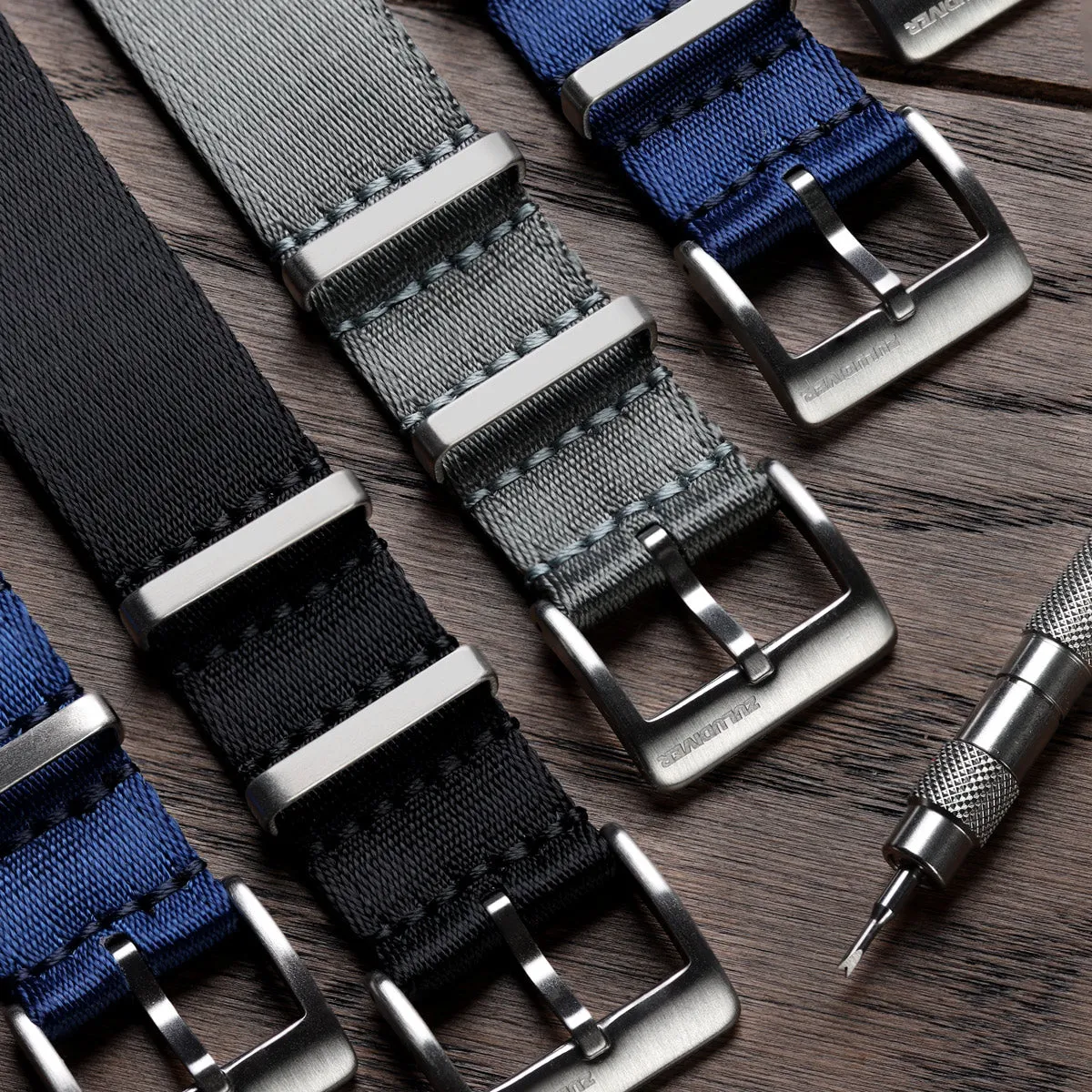 1973 British Military Watch Strap: ARMOURED RECON - Admiralty Grey, Polished