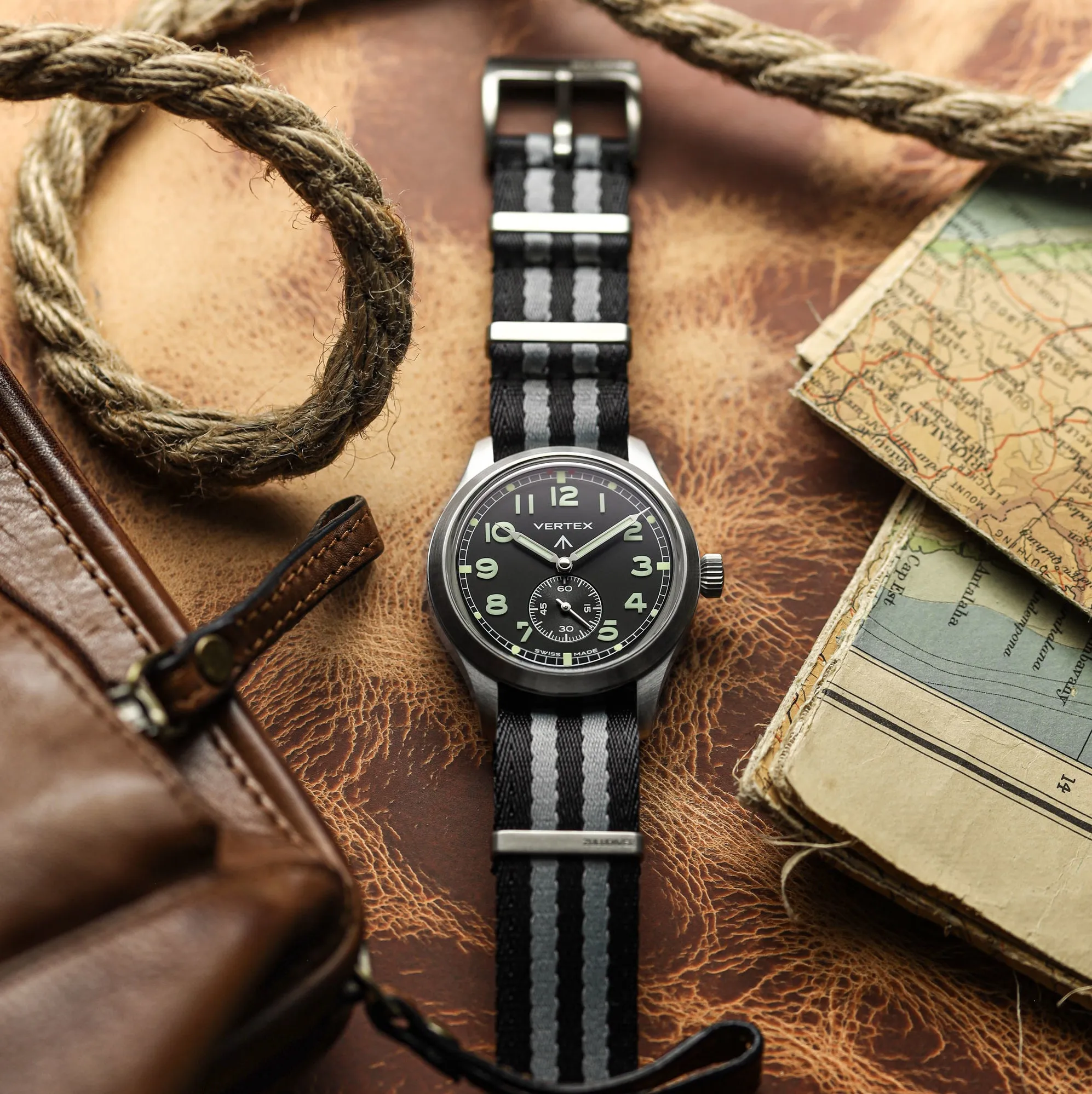 1973 British Military Watch Strap: ARMOURED RECON - Admiralty Grey, Polished