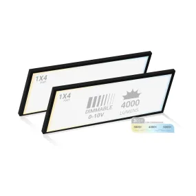 1x4 LED Flat Panel Light Surface Mount - 0-10V Dimmable - 3CCT 3000K-5000K - 4000LM - Black Trim