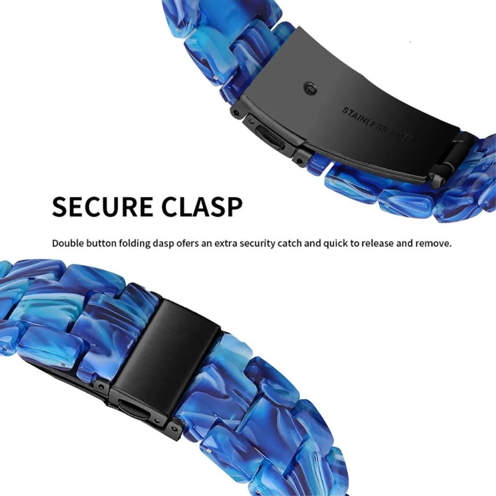 20mm Garmin Vivomove 3 resin watch strap with stainless steel buckle - Aurora Blue