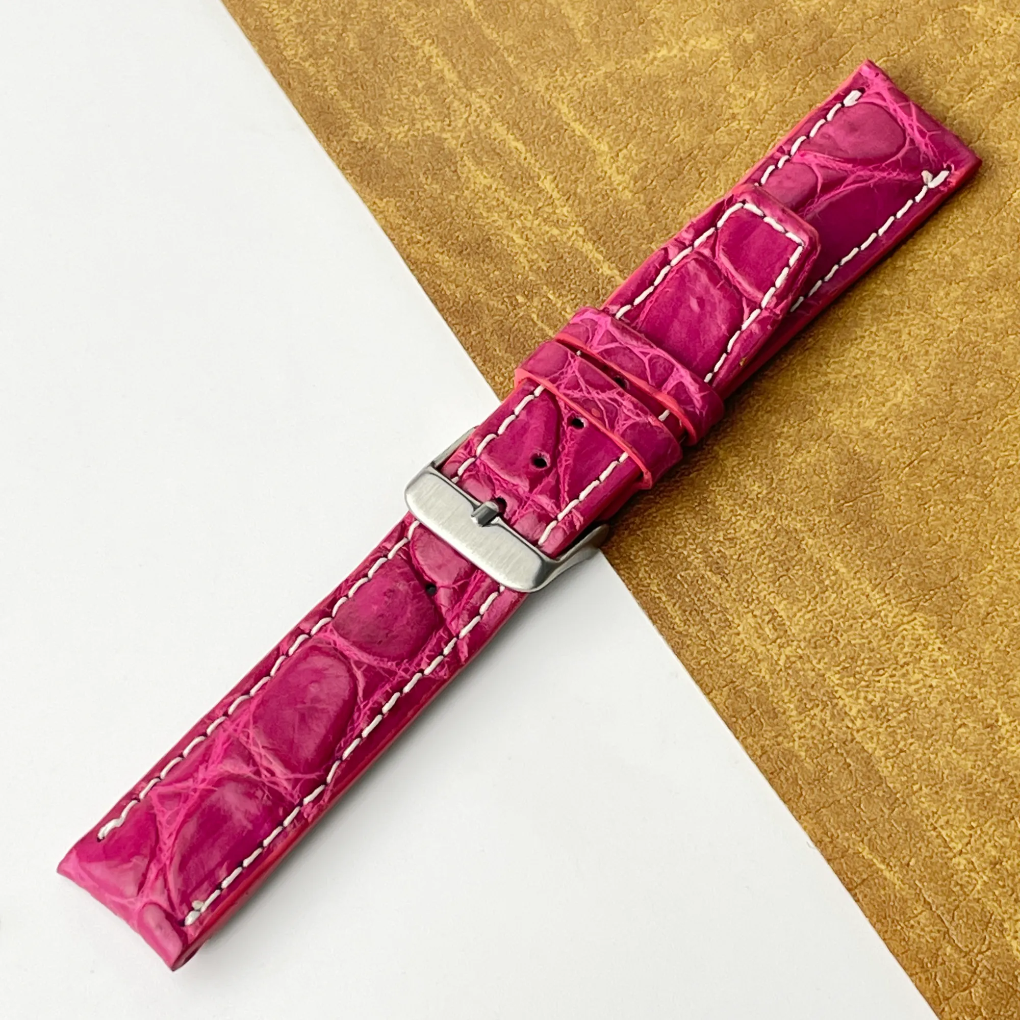 20mm Pink Unique Texture Alligator Watch Band For Men DH-226CDB