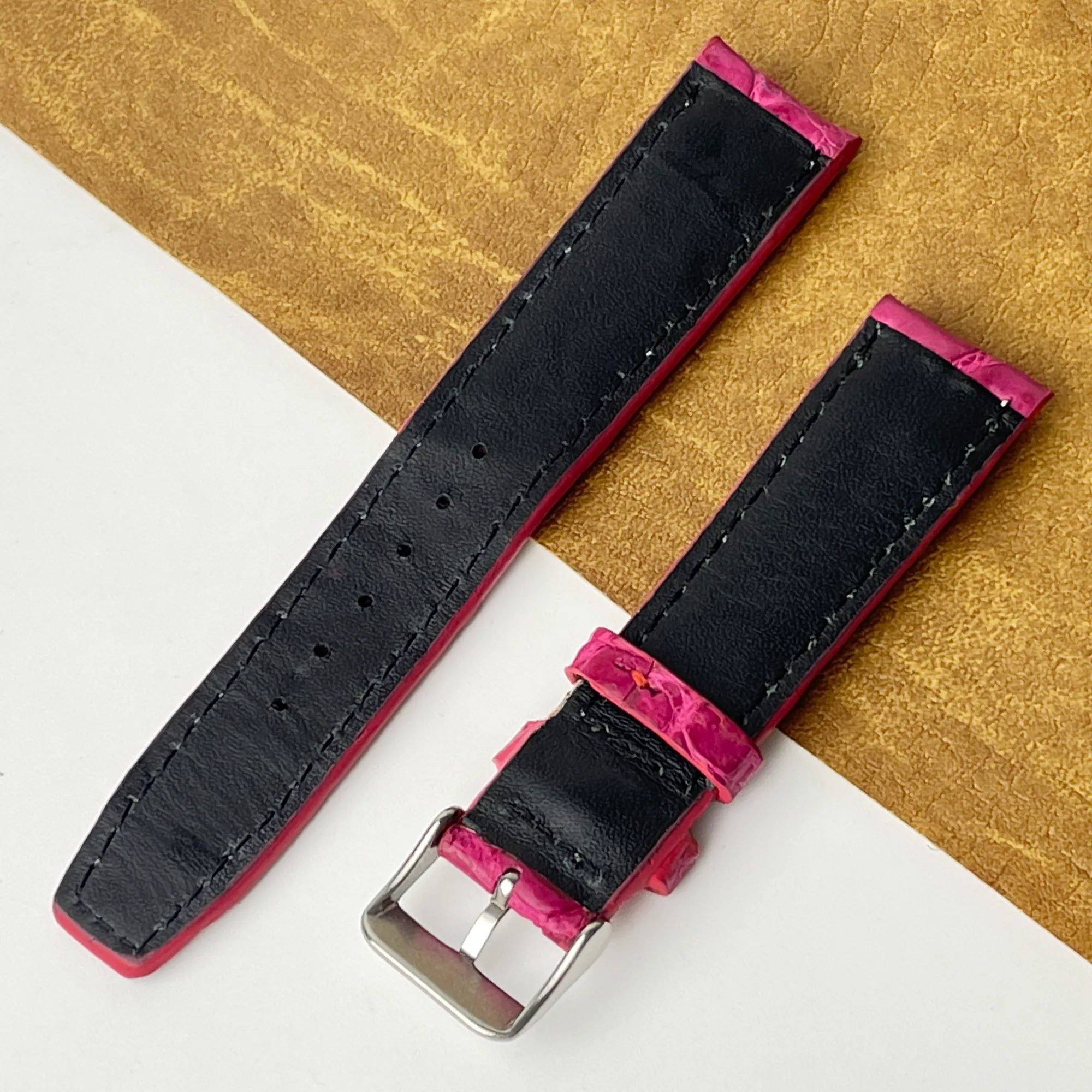 20mm Pink Unique Texture Alligator Watch Band For Men DH-226CDB