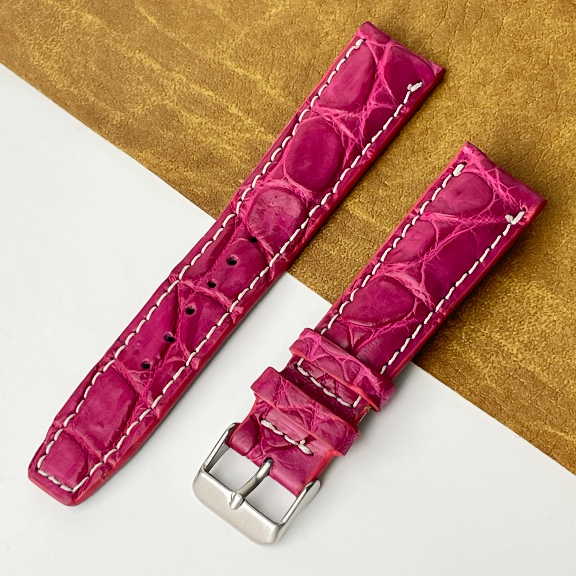 20mm Pink Unique Texture Alligator Watch Band For Men DH-226CDB