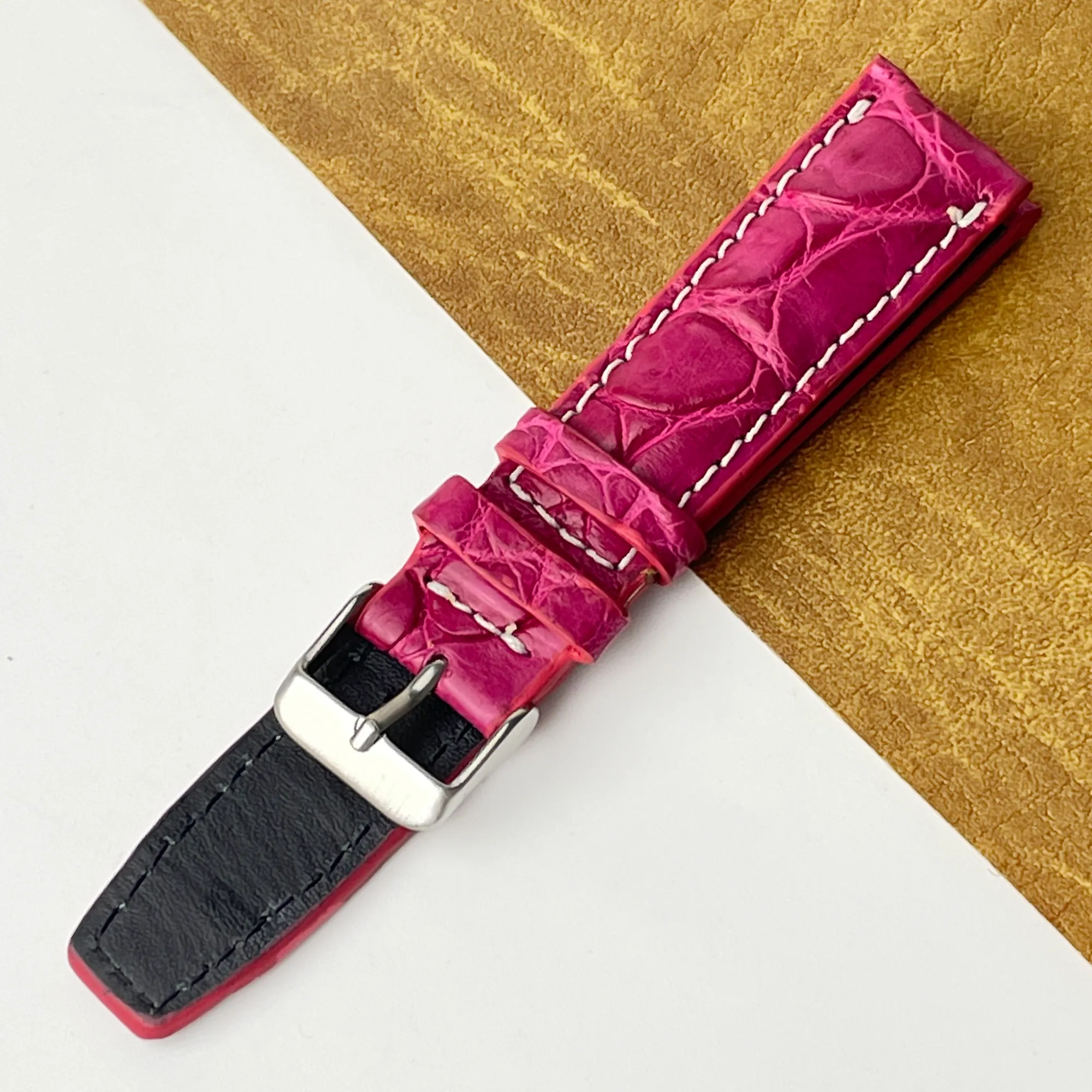 20mm Pink Unique Texture Alligator Watch Band For Men DH-226CDB