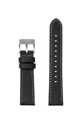 20mm Stitched Leather Band - Black