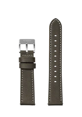 20mm Stitched Leather Band - Dark Olive