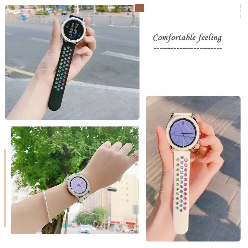 22mm 20mm watch Band for Samsung Galaxy Watch 6-5-pro-4-Classic/active 2 Silicone Breathable sport hole bracelet Huawei GT 4-3-2e-pro strap