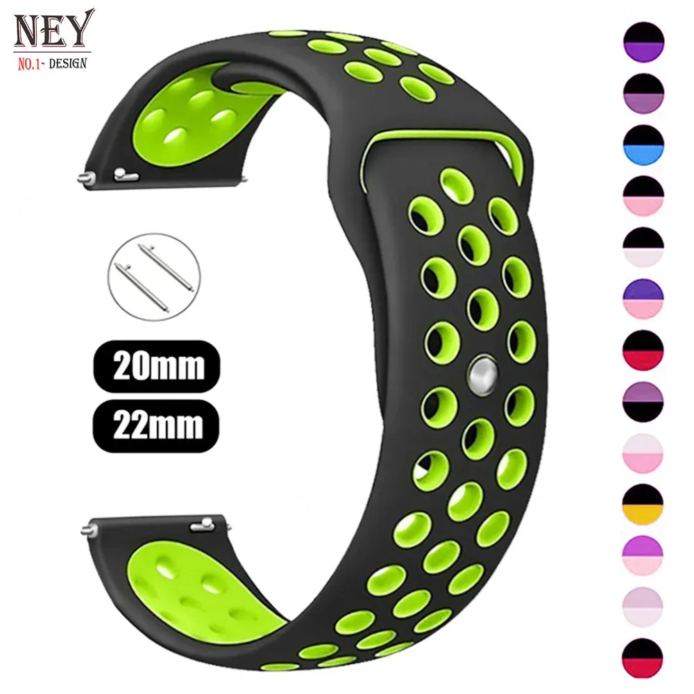 22mm 20mm watch Band for Samsung Galaxy Watch 6-5-pro-4-Classic/active 2 Silicone Breathable sport hole bracelet Huawei GT 4-3-2e-pro strap