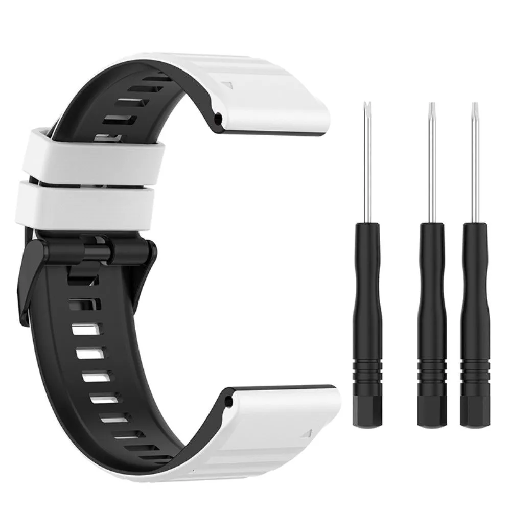 22mm dual color silicone watch strap for Garmin watch  - White / Black