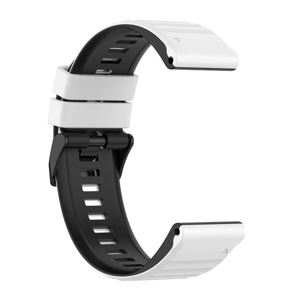 22mm dual color silicone watch strap for Garmin watch  - White / Black