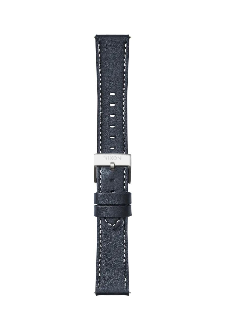 23mm Stitched Leather Band - Navy