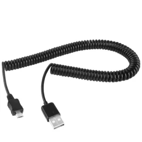 2m Flexible Coiled Micro USB Charging and Data Sync Cable