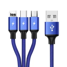 3 In 1 Type C Micro USB Multi Charger Cable for Xiaomi Redmi Note 5 Samsung A60 S9 S8 Mobile Phone USB Cord USB-C Charging Cable