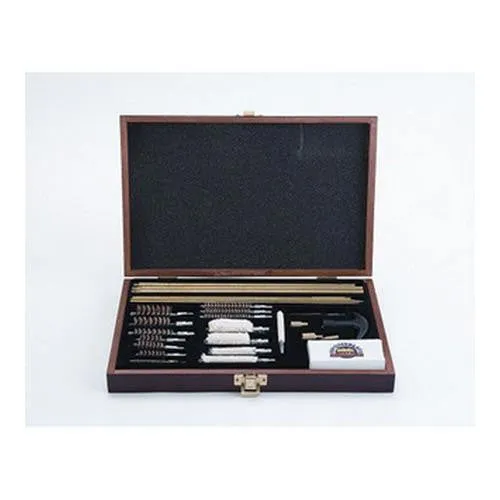 35 Piece Deluxe Universal Gun Cleaning Kit - Wooden Case