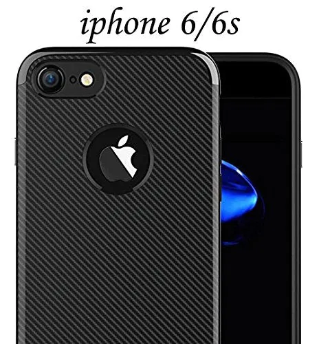 360 degree  With All Sides Protection ( Patteren Series) Carbon Fiber TPU Back Case Cover For Apple iPhone 6 / iPhone 6S (4.7) (Black)