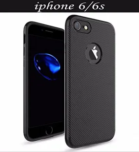 360 degree  With All Sides Protection ( Patteren Series) Carbon Fiber TPU Back Case Cover For Apple iPhone 6 / iPhone 6S (4.7) (Black)