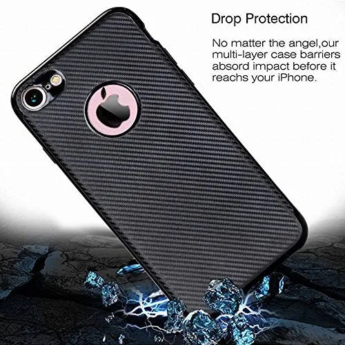 360 degree  With All Sides Protection ( Patteren Series) Carbon Fiber TPU Back Case Cover For Apple iPhone 6 / iPhone 6S (4.7) (Black)