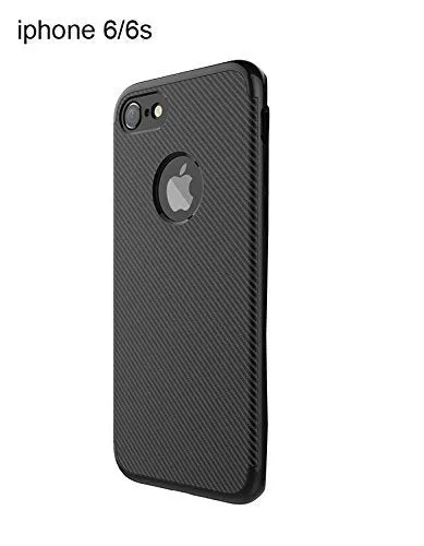 360 degree  With All Sides Protection ( Patteren Series) Carbon Fiber TPU Back Case Cover For Apple iPhone 6 / iPhone 6S (4.7) (Black)