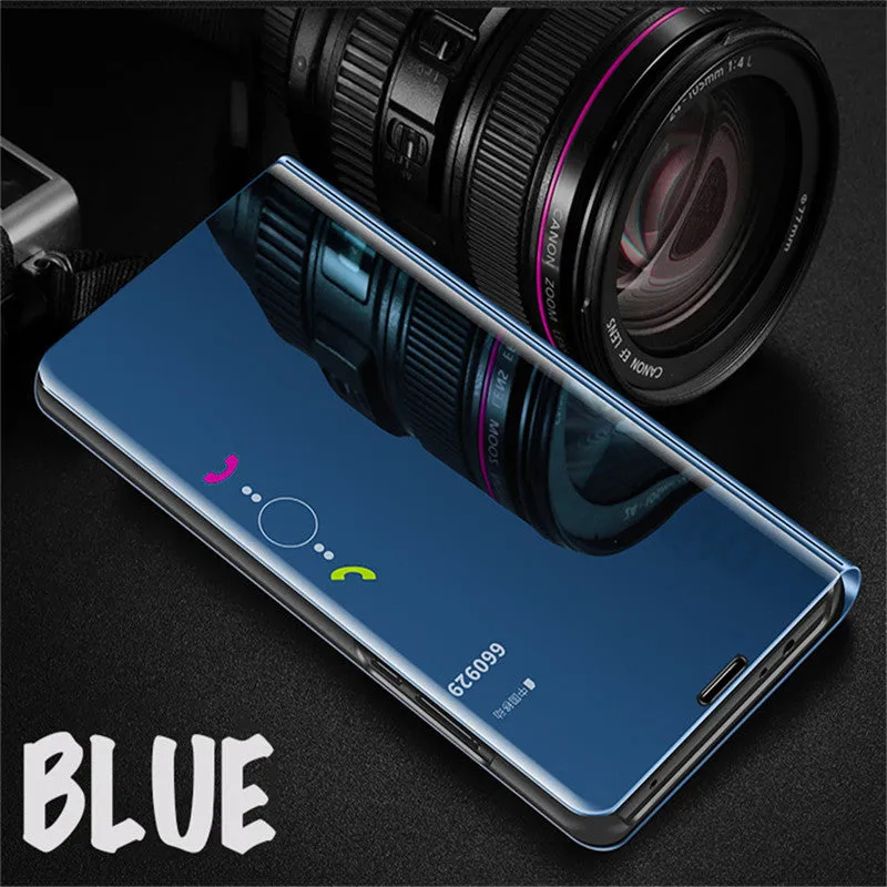 360 Flip Standing Phone Case For Xiaomi redmi Note 7 6 5 4 4X Pro Mirror Leather Case For Xiaomi Mi 9 A2 8 Lite SE 5X 6X Cover