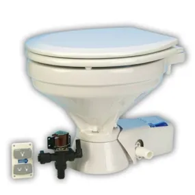 37045 Series Quiet Flush Electric Toilet - Fresh Water - 12V - Compact Size