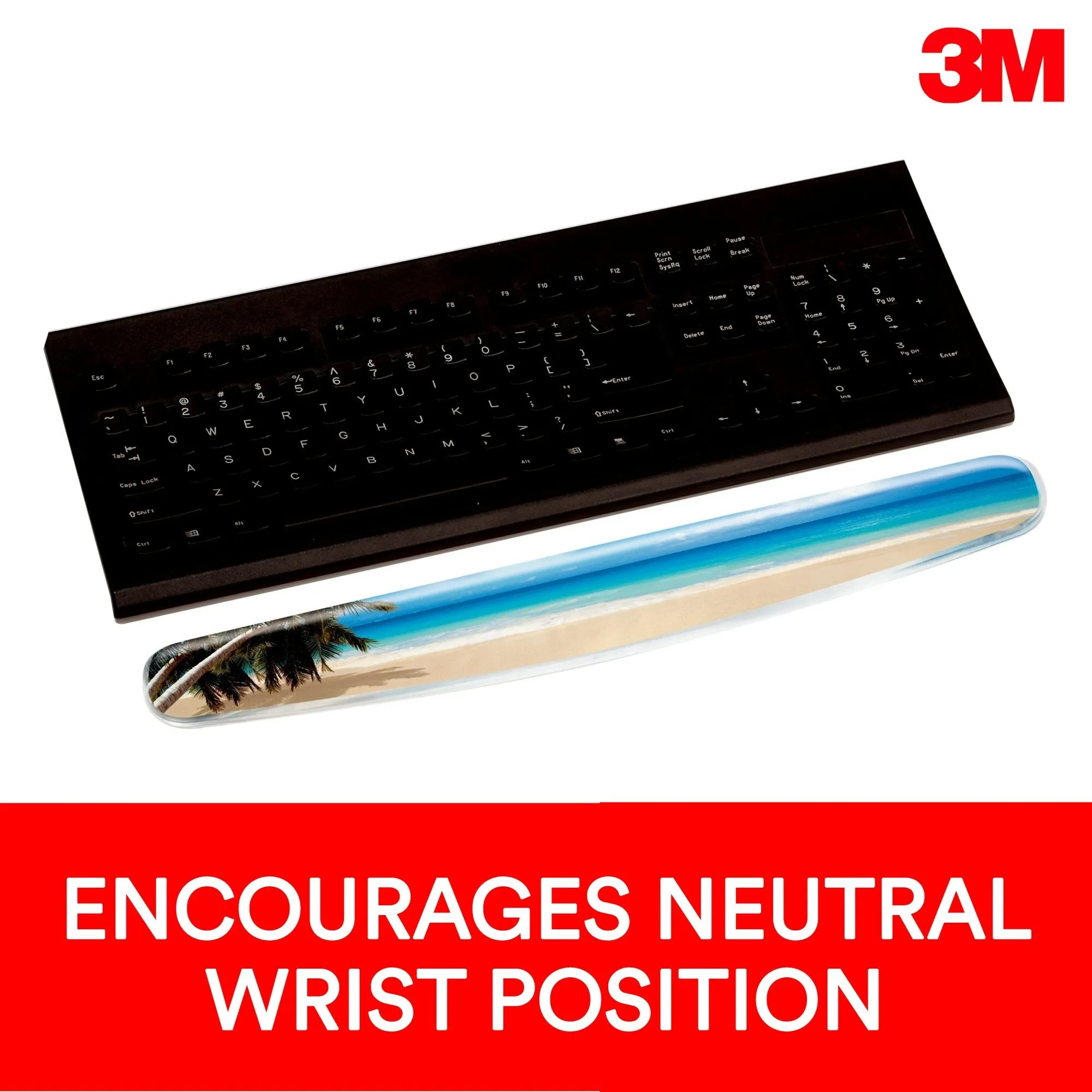 3M Gel Wrist Rest WR308BH, Clear Gel Design, Compact Size, Beach