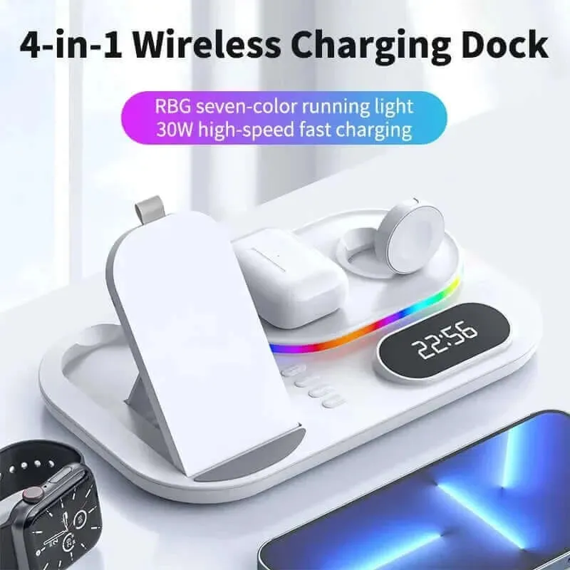 4 in 1 Wireless Charger Stand Light For iPhone 14 13 12 11 X Apple