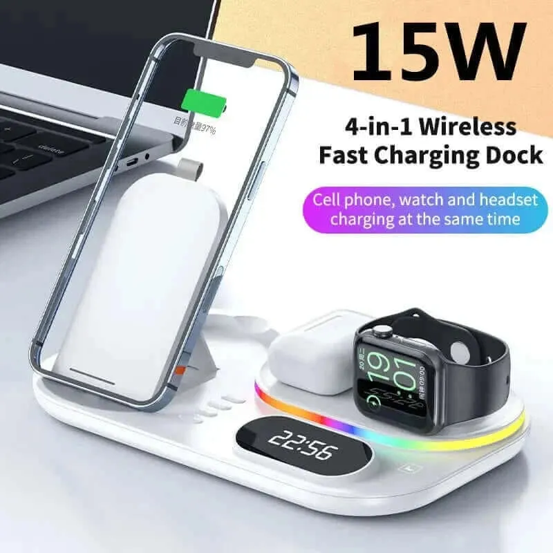 4 in 1 Wireless Charger Stand Light For iPhone 14 13 12 11 X Apple