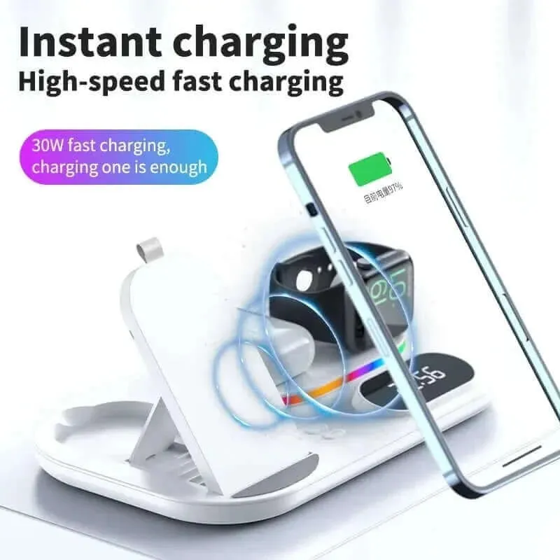 4 in 1 Wireless Charger Stand Light For iPhone 14 13 12 11 X Apple