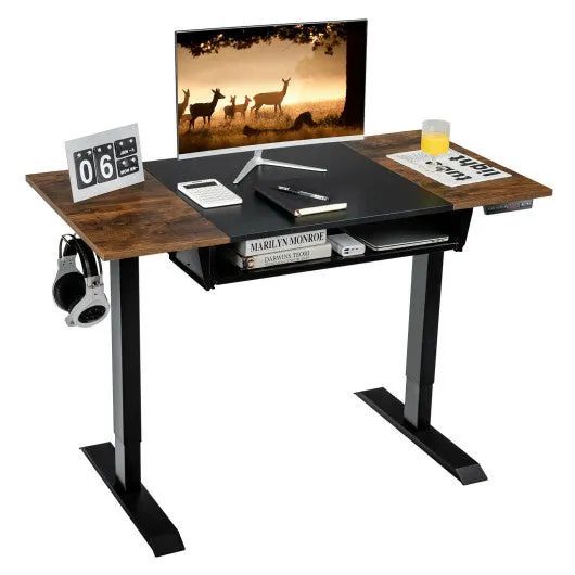 48 Inch Electric Sit to Stand Desk with Keyboard Tray-Black