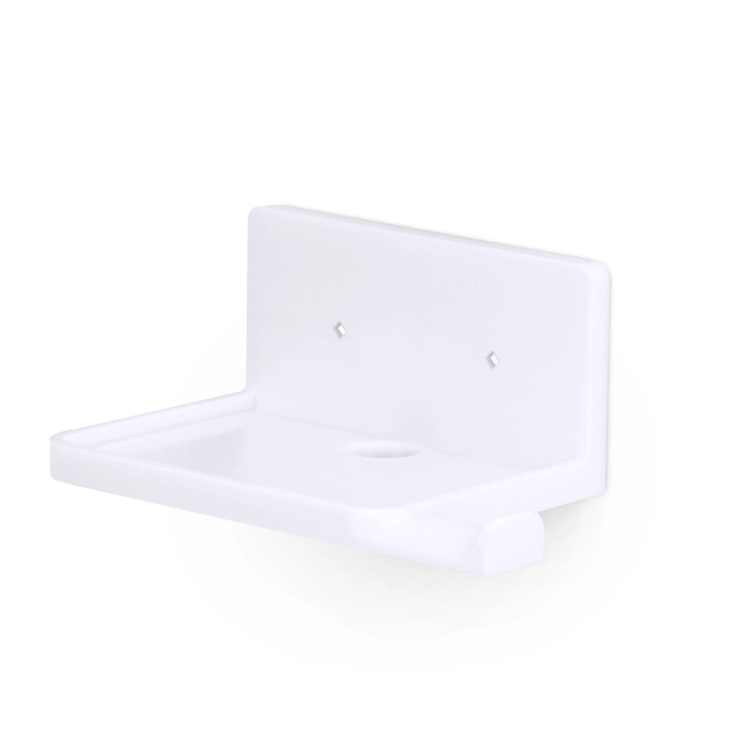 5” Small Floating Shelf with Headphone Hanger, Adhesive & Screw In, For Bluetooth Speakers, Cameras, Plants, Toys, Books & More By Brainwavz (RF2105-HP, White)