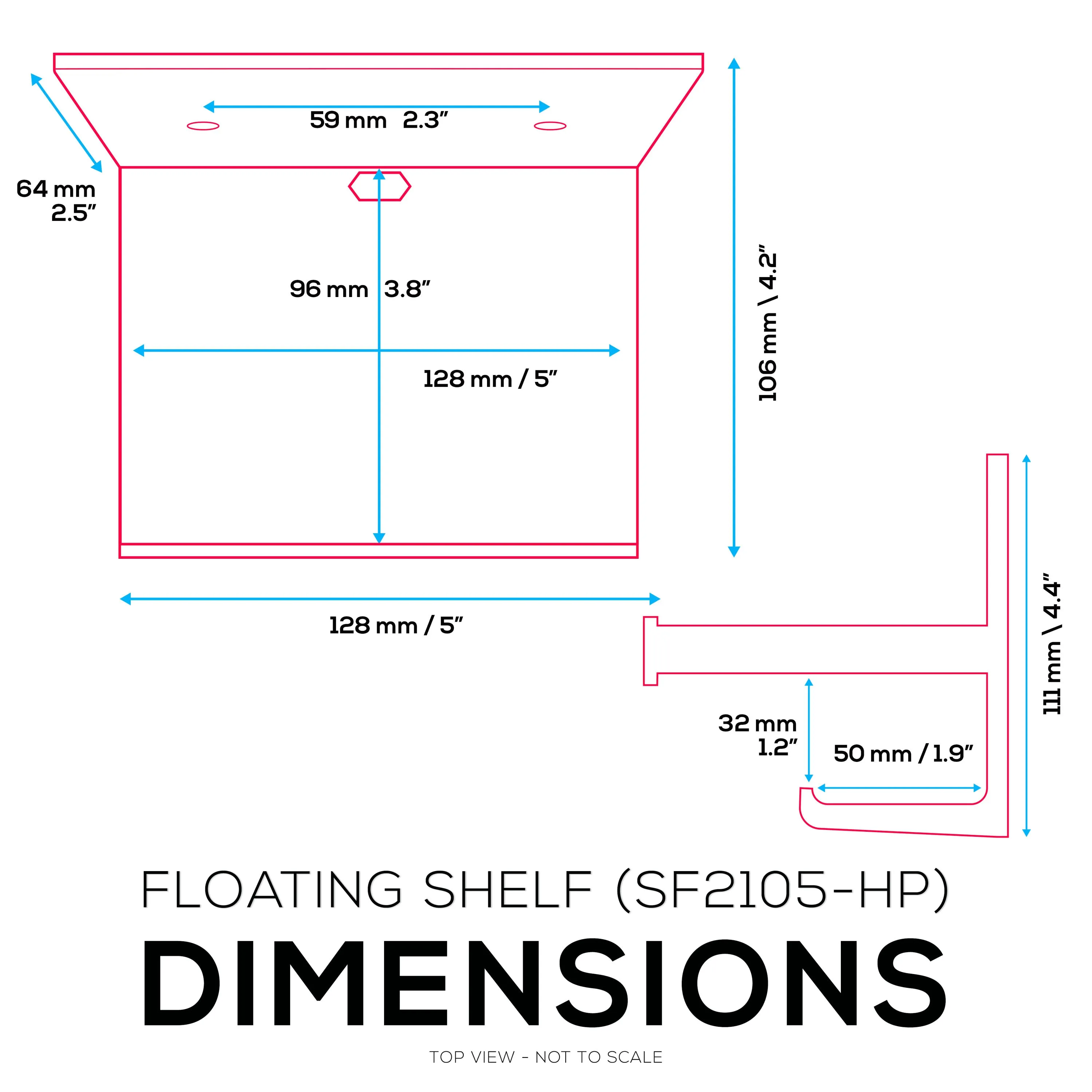 5" Small Floating Shelf With Headphone Hanger, Adhesive & Screw In, For Bluetooth Speakers, Cameras, Plants, Toys & More, Easy to Install (SF2105-HP, White)