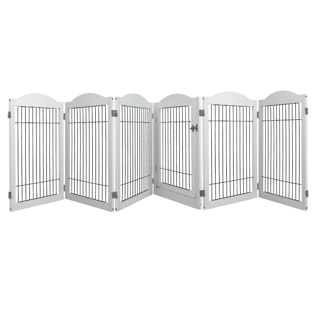 6 Panels Pet Dog Playpen Puppy Exercise Cage Enclosure Fence Indoor White - White