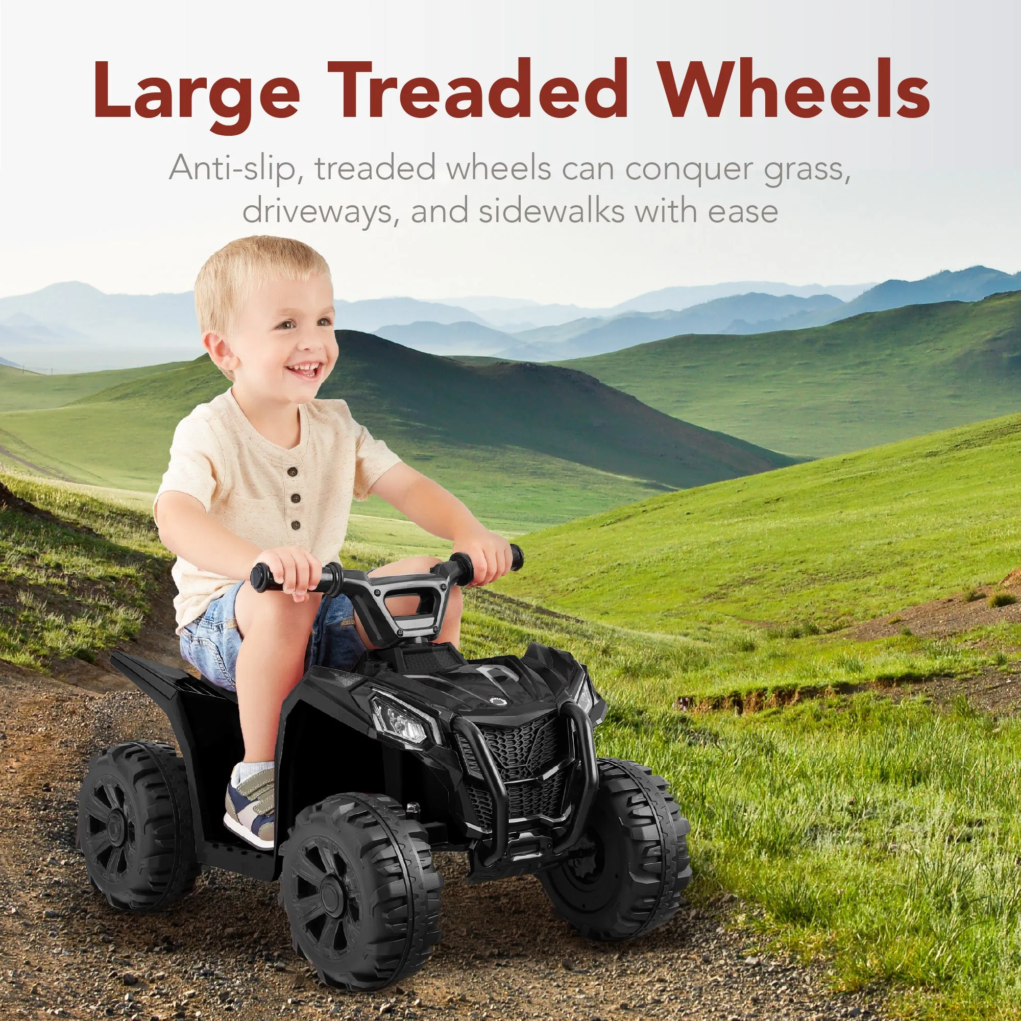 6V Kids Ride-On 4-Wheeler Quad ATV Car w/ 1.8mph Max Speed, Treaded Tires