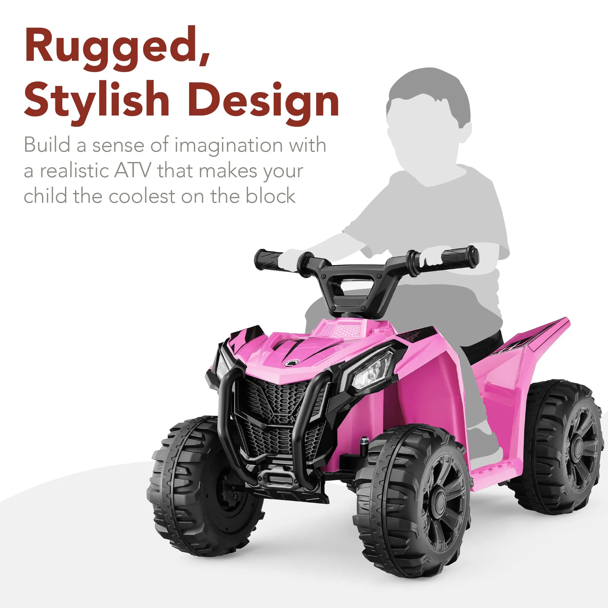 6V Kids Ride-On 4-Wheeler Quad ATV Car w/ 1.8mph Max Speed, Treaded Tires