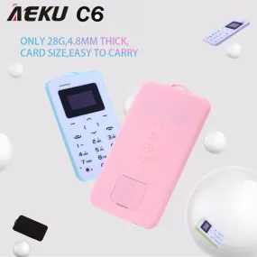 AEKU C6 Card Mobile Phone 2G 4.8mm Ultra Thin Pocket Mini Slim Card Phone 0.96 inch QWERTY Keyboard Bluetooth V2.0 Cheap Phone