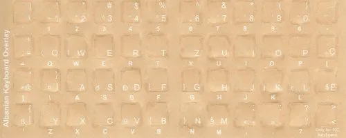 Albanian Keyboard Stickers - Labels - Overlays with White Characters for Black Computer Keyboard