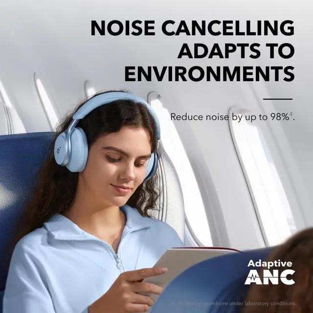 Anker Soundcore Space One - Active Noise Cancelling Headphones, 2X Stronger Voice Reduction, 40H ANC Playtime, LDAC Hi-Res Wireless Audio, Bluetooth 5.3 (Blue)