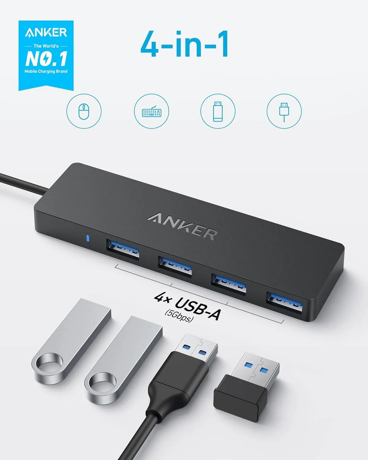 Anker Usb-C Data Hub(4-In-1 5Gbps) Black-194644177737