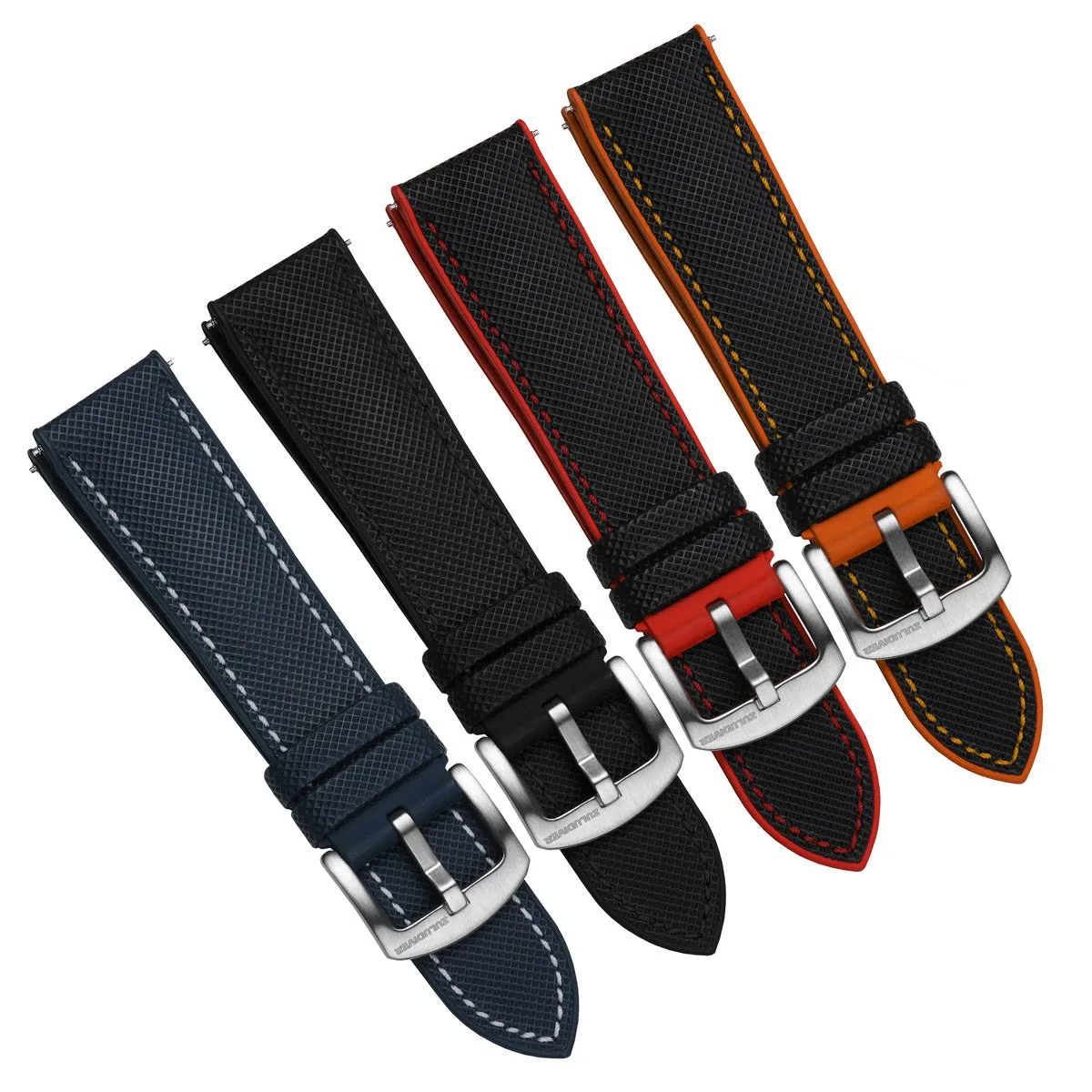 ANVIL FKM Rubber Watch Strap - Black / Black