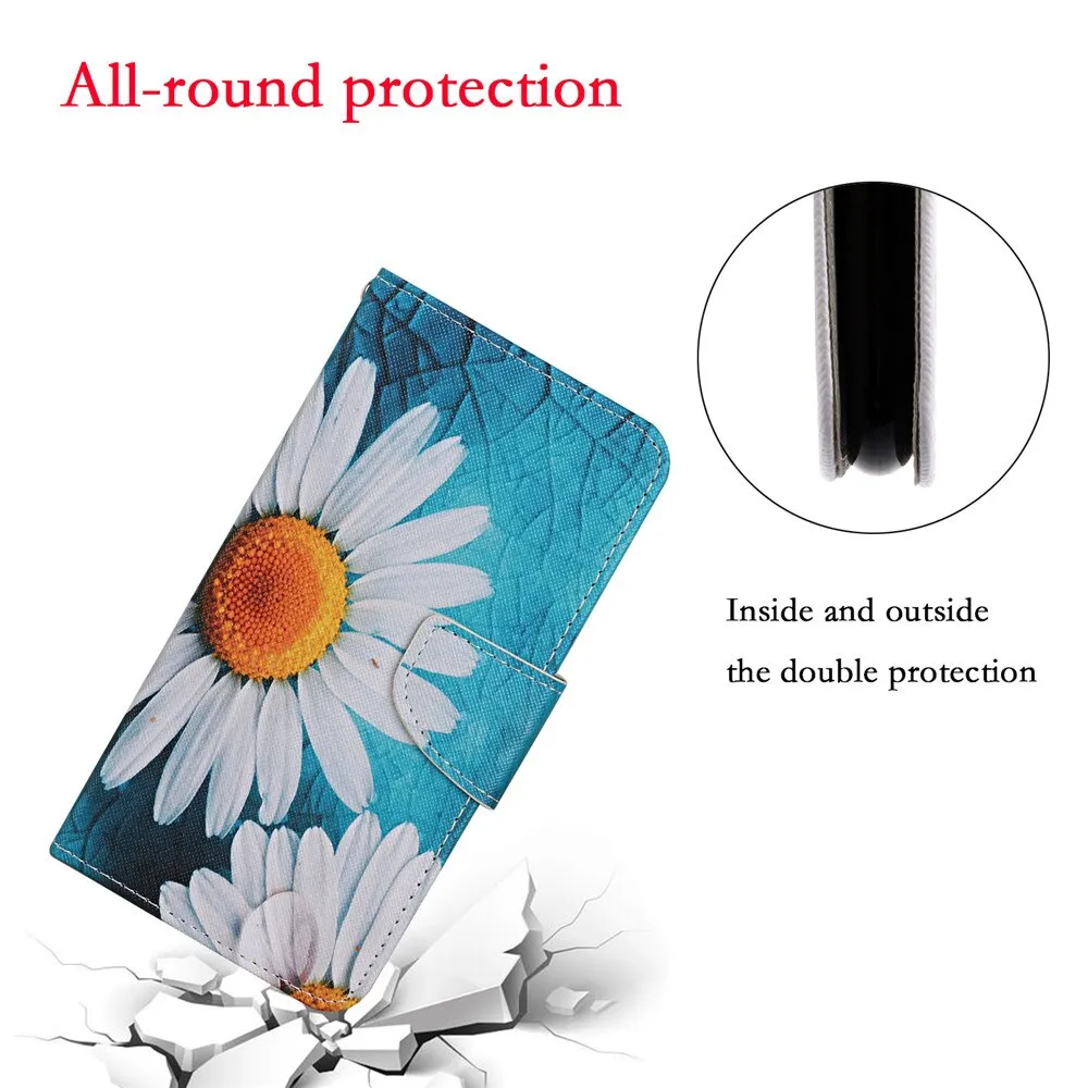 Anymob Samsung White Sunflower Flip Wallet Phone Case Leather Stand Function Cover