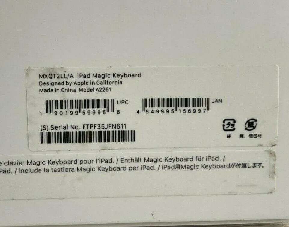 Apple Magic Keyboard for 11-inch iPad Pro (1st 2nd 3rd Gen) Black Model A2261