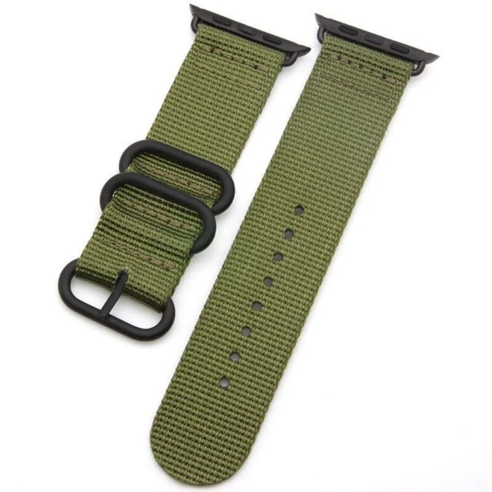 Apple Watch (45mm) woven nylon watch strap - Army Green