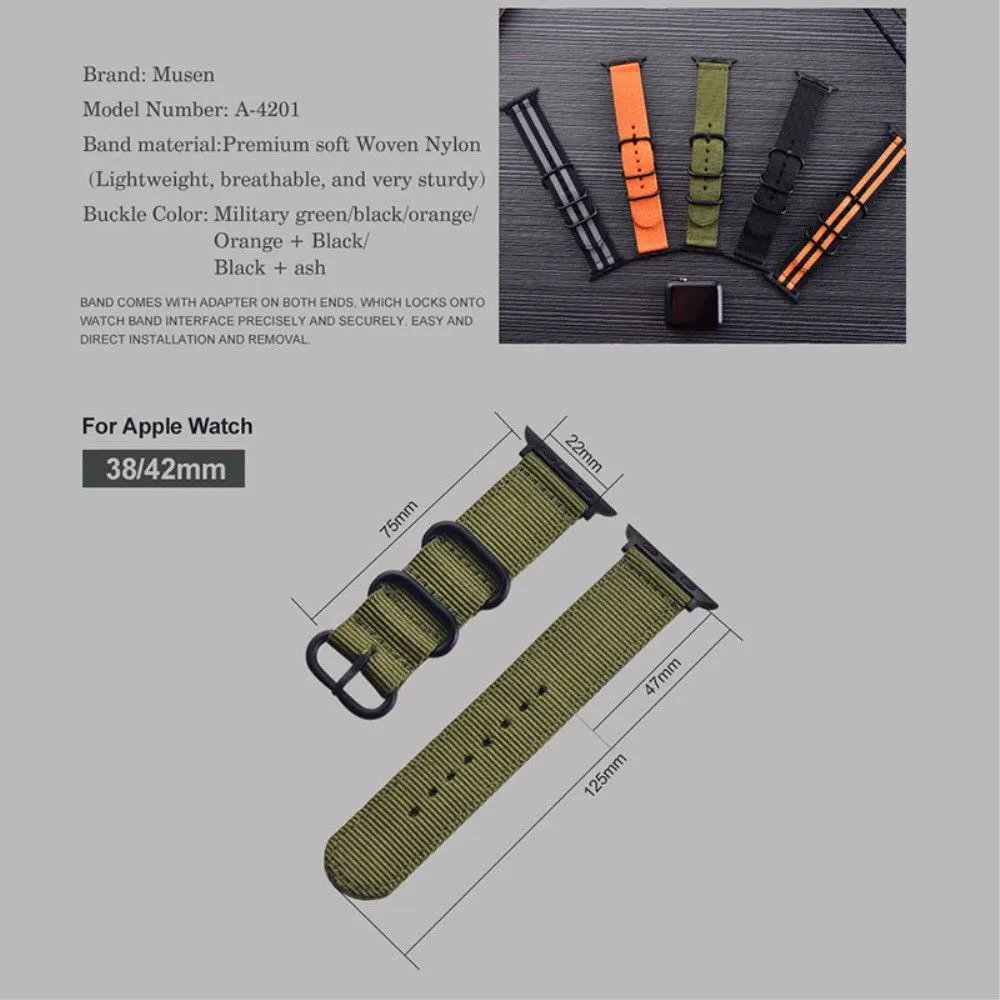 Apple Watch (45mm) woven nylon watch strap - Army Green