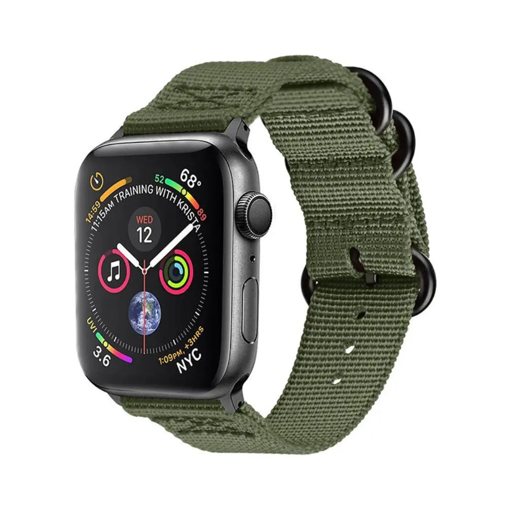 Apple Watch (45mm) woven nylon watch strap - Army Green