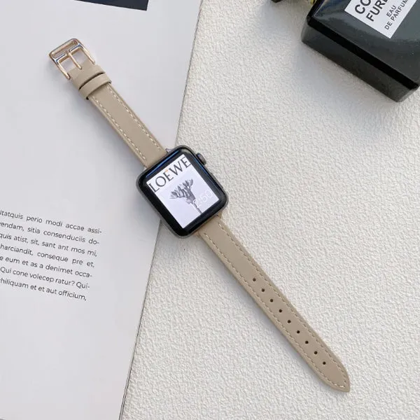 Apricot Genuine Leather Apple Watch Band (for small wrist) 杏色真皮Apple (適合小手腕) 錶帶 KCWATCH1221