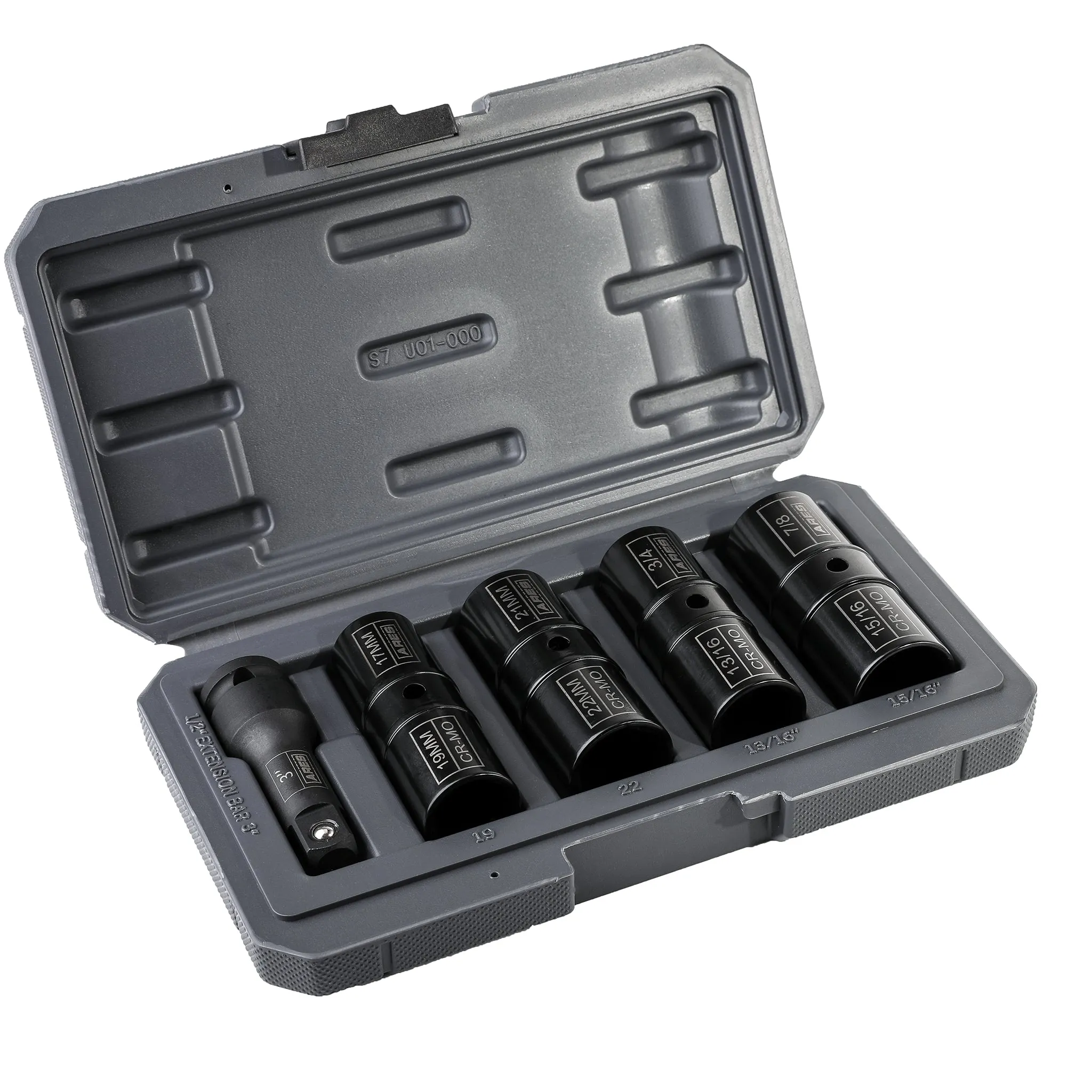 ARES 59010 - 1/2-inch Drive 5-Piece Flip Lug Nut Socket Set