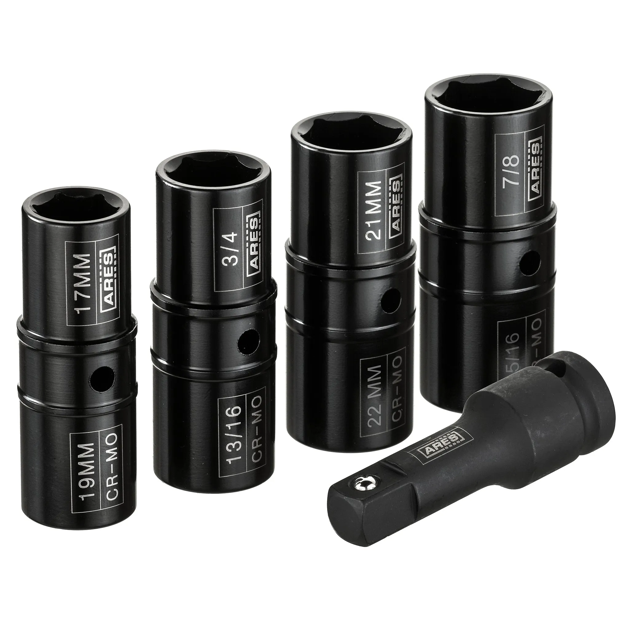 ARES 59010 - 1/2-inch Drive 5-Piece Flip Lug Nut Socket Set