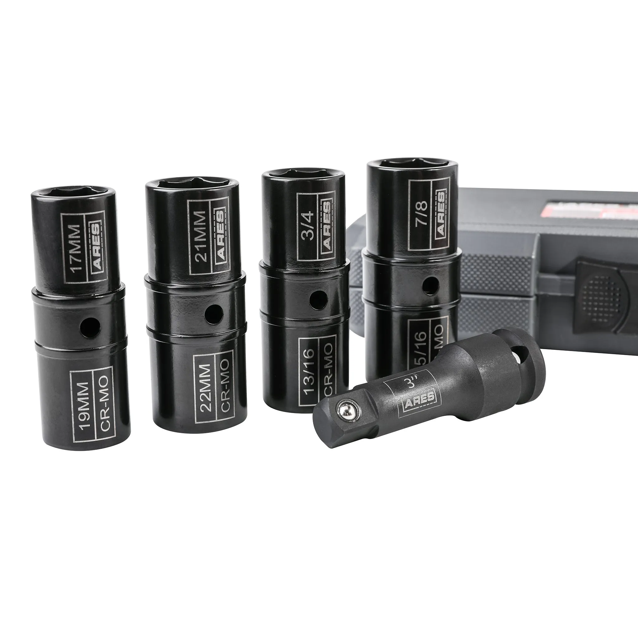 ARES 59010 - 1/2-inch Drive 5-Piece Flip Lug Nut Socket Set